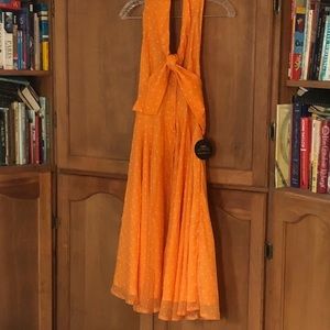 NWT Orange and white polka dot halter dress